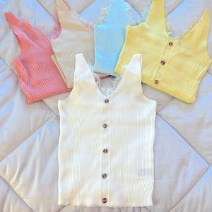 NWOT - 5 tank top shirts with lace